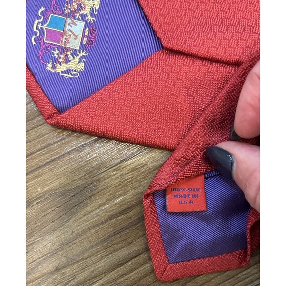 Robert Graham Men’s Red Silk Tie 3.5” Paisley Embroidered Print Pattern USA - Picture 5 of 8